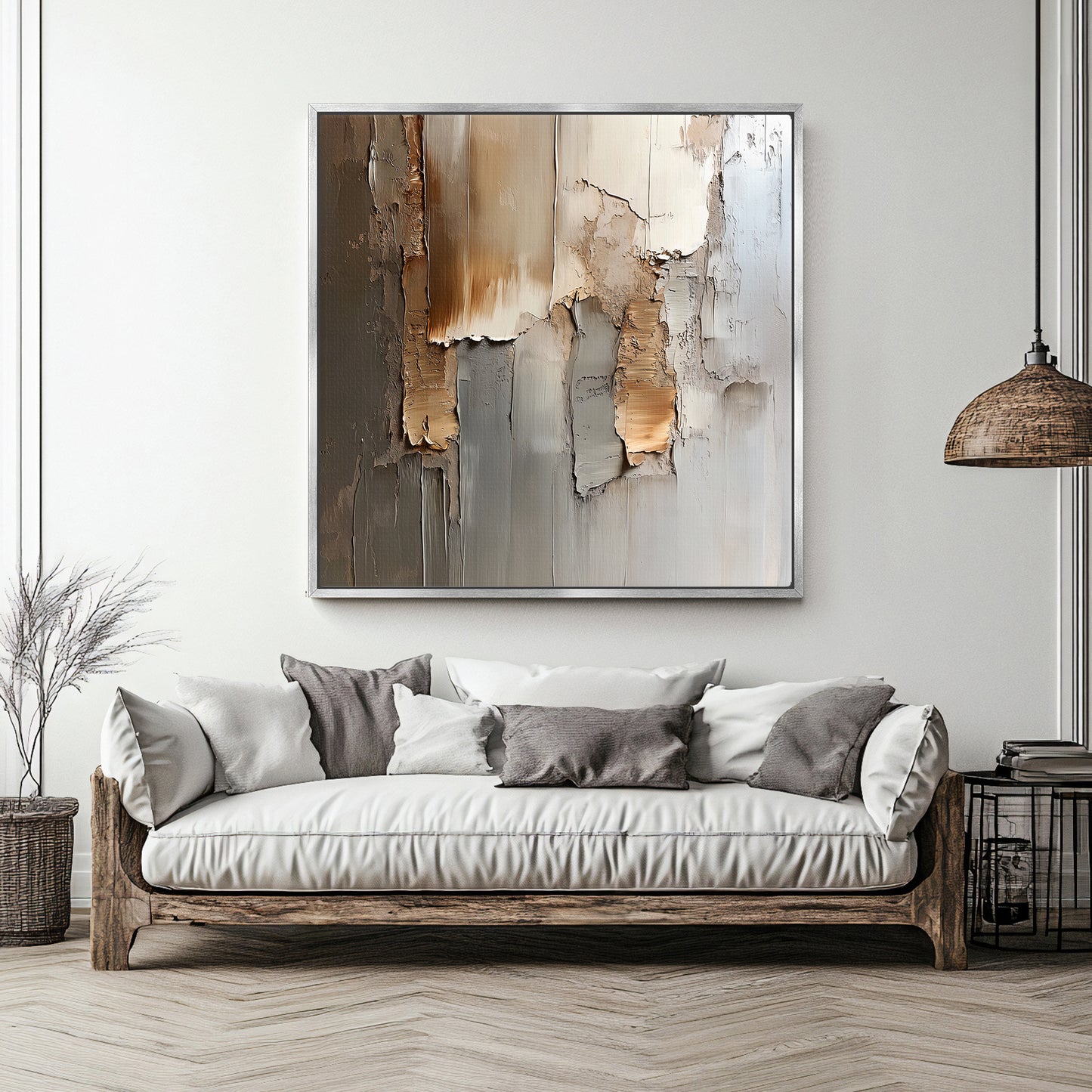 Framed Canvas Abstract Wall Art – “Faded Terrain”