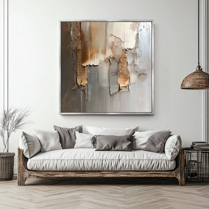Framed Canvas Abstract Wall Art – “Faded Terrain”