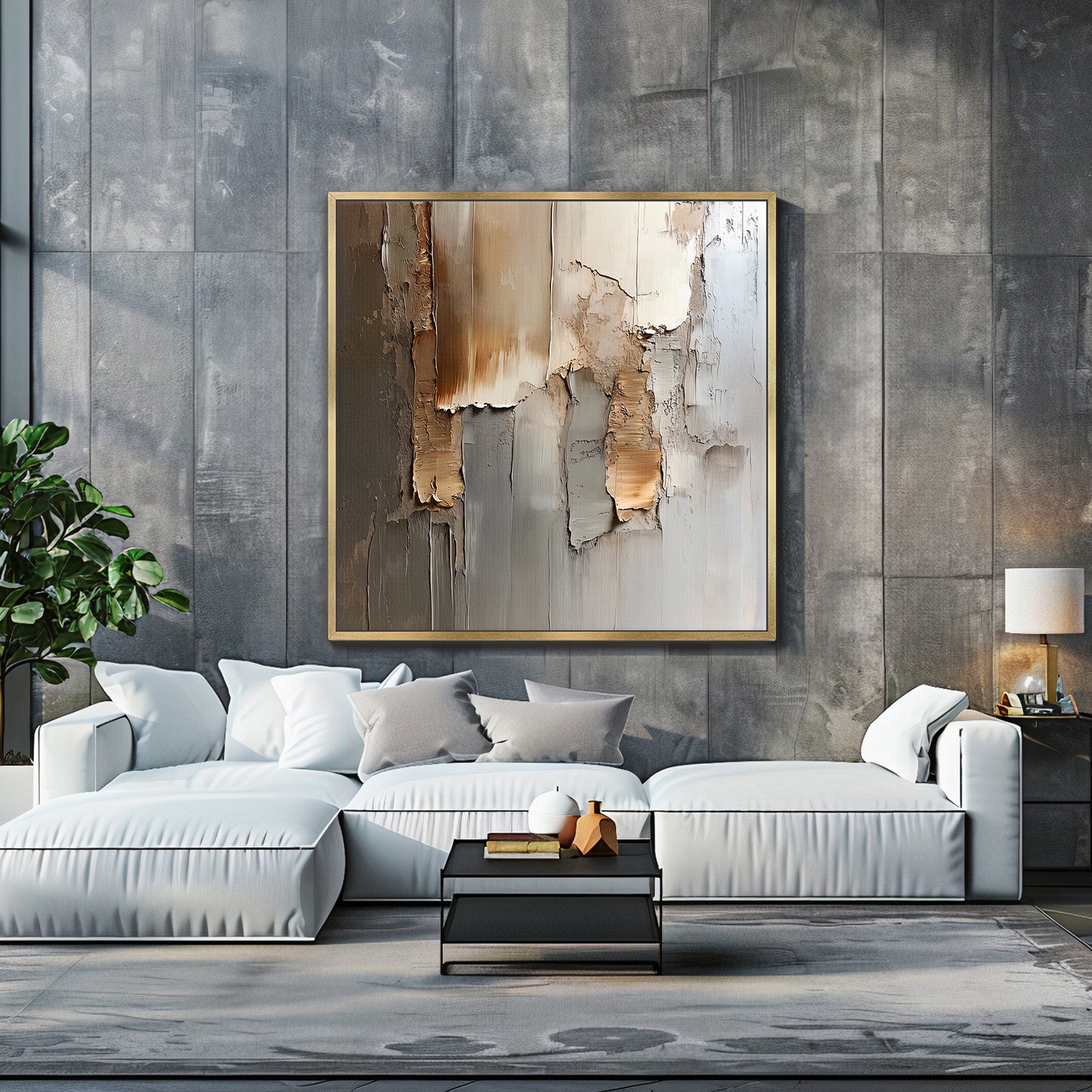Framed Canvas Abstract Wall Art – “Faded Terrain”