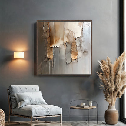Framed Canvas Abstract Wall Art – “Faded Terrain”