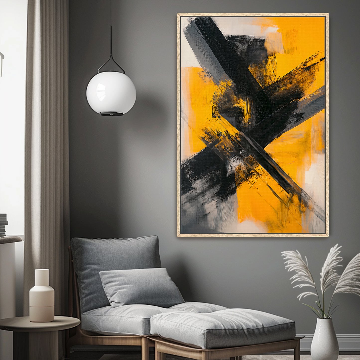 Framed Abstract Wall Art Print - "Striking Momentum"