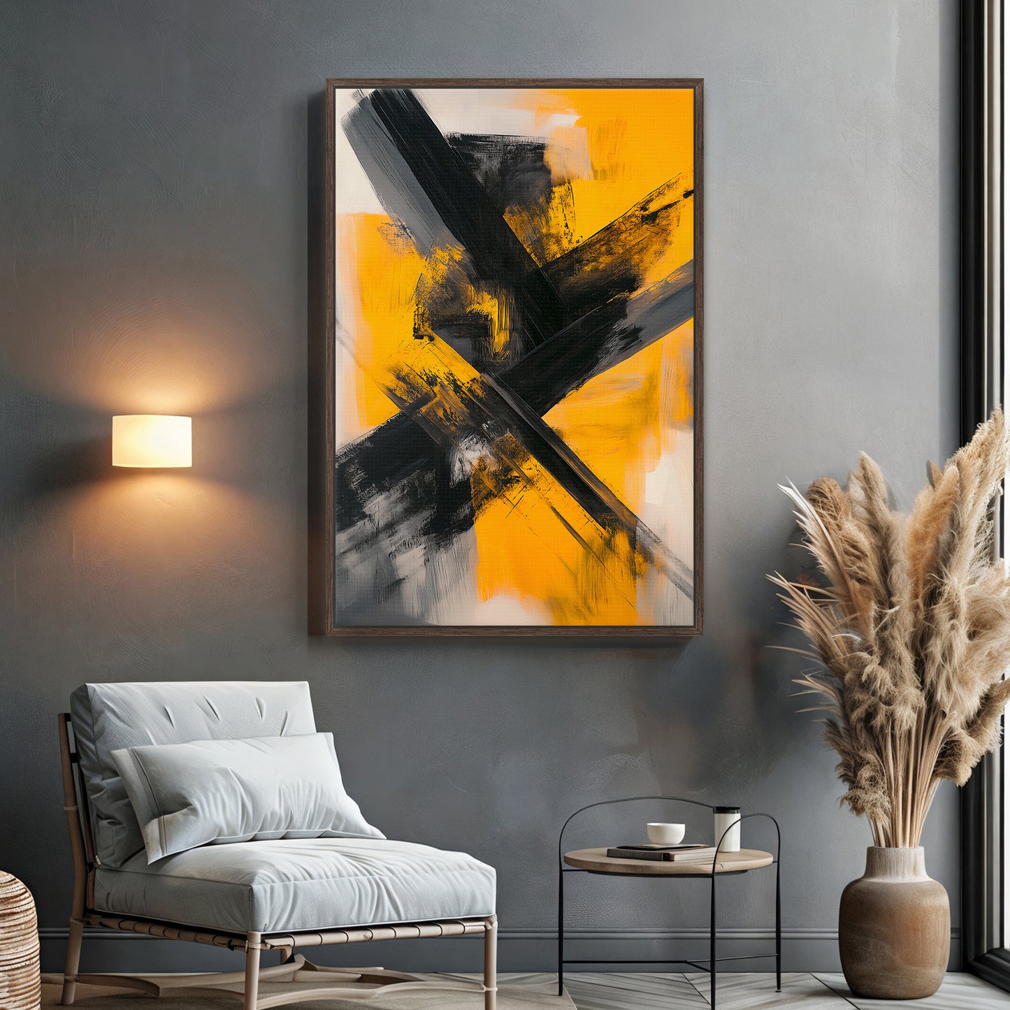 Framed Abstract Wall Art Print - "Striking Momentum"