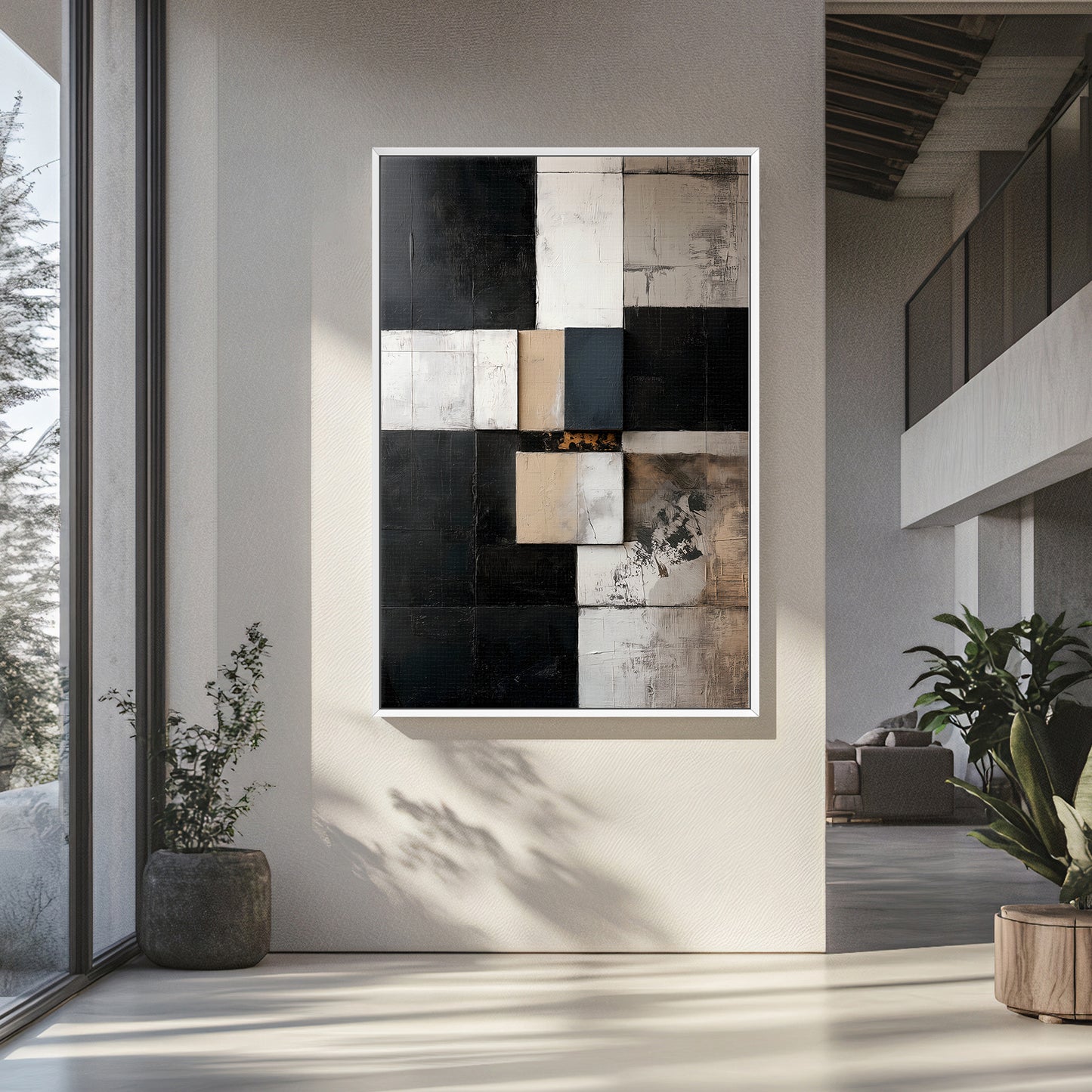 Framed Canvas Abstract Wall Art – "Structured Silence"