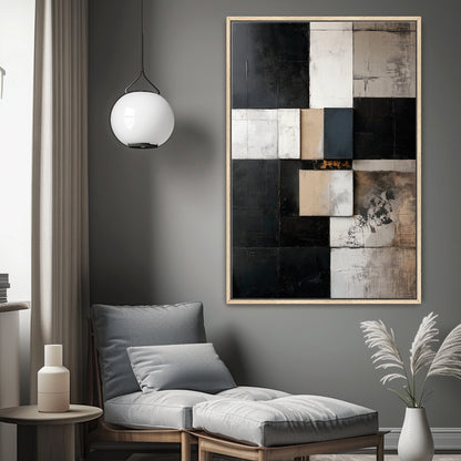 Framed Canvas Abstract Wall Art – "Structured Silence"