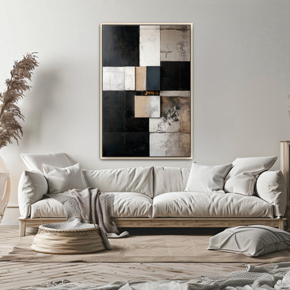 Framed Canvas Abstract Wall Art – "Structured Silence"