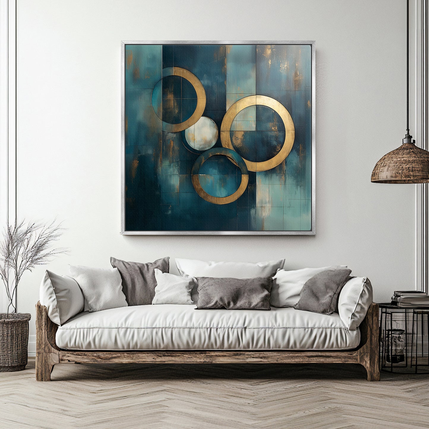 Framed Canvas Abstract Wall Art – "Celestial Echo"