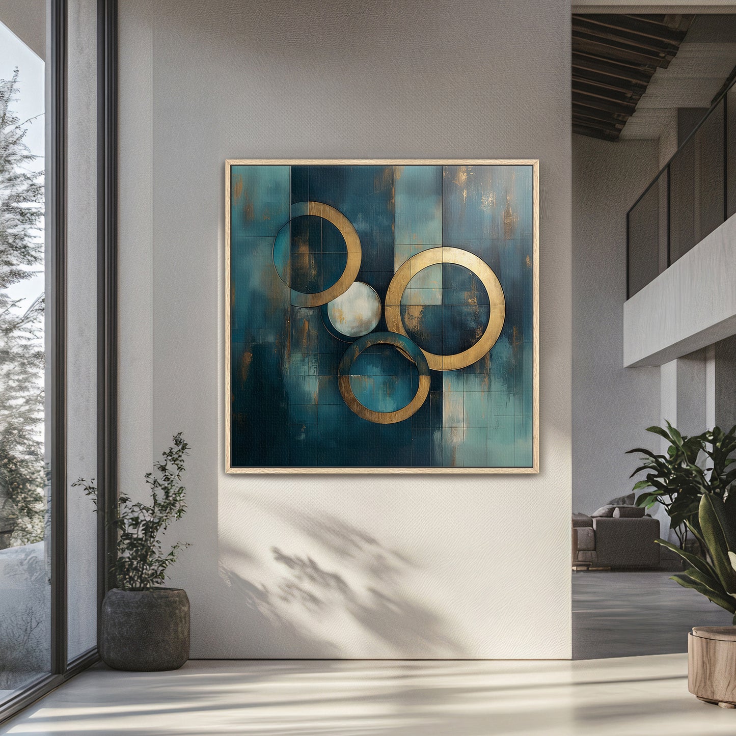 Framed Canvas Abstract Wall Art – "Celestial Echo"