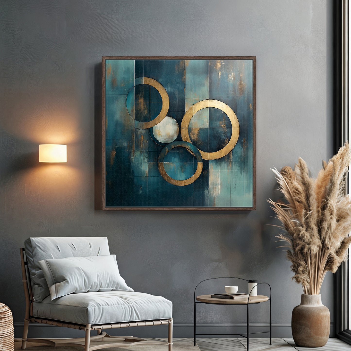 Framed Canvas Abstract Wall Art – "Celestial Echo"