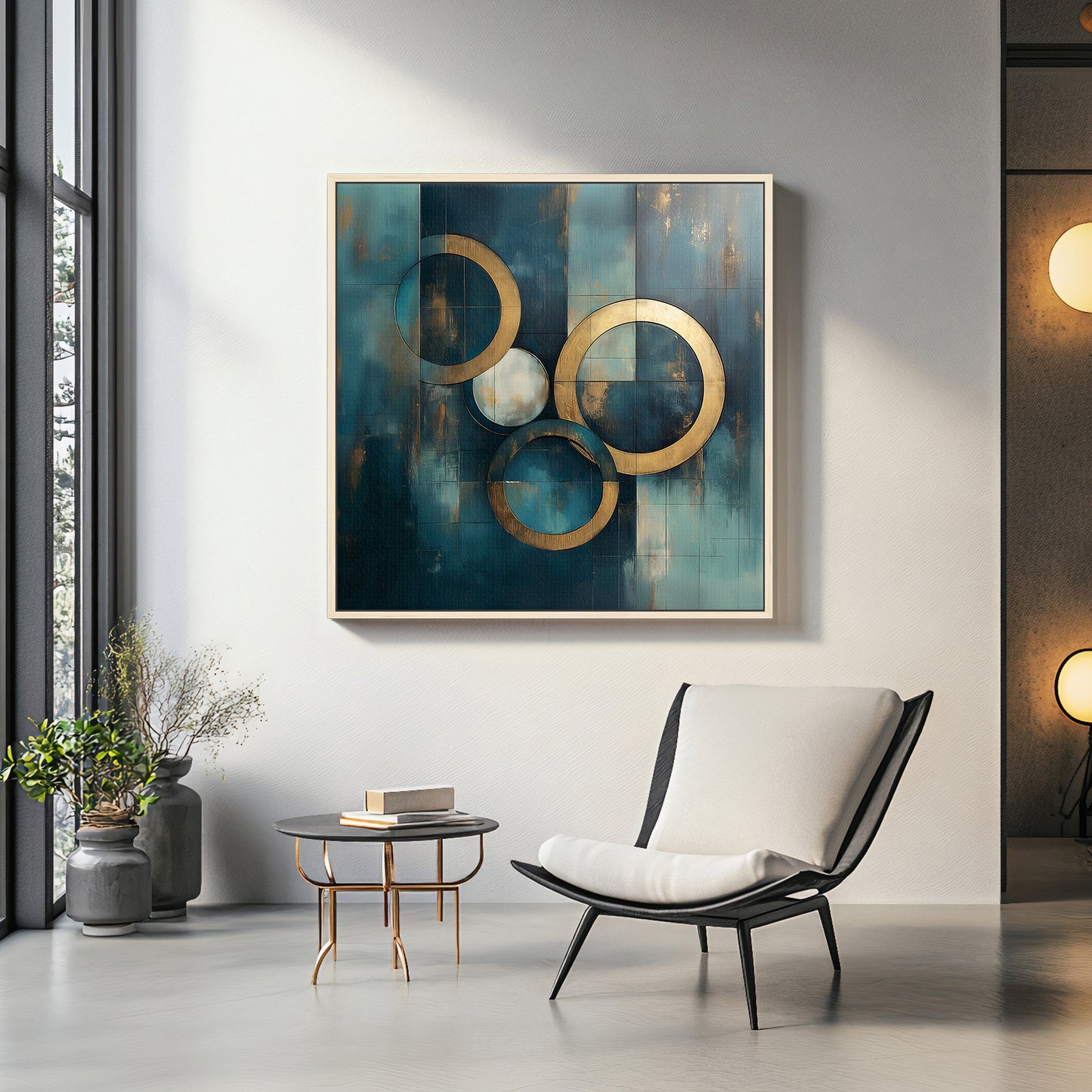 Framed Canvas Abstract Wall Art – "Celestial Echo"
