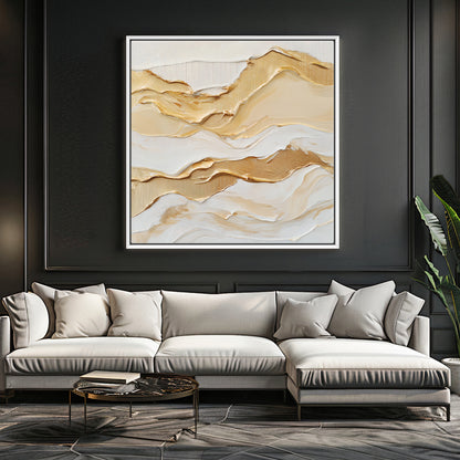 Framed Canvas Abstract Wall Art – "Golden Drift"
