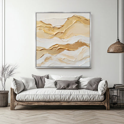 Framed Canvas Abstract Wall Art – "Golden Drift"