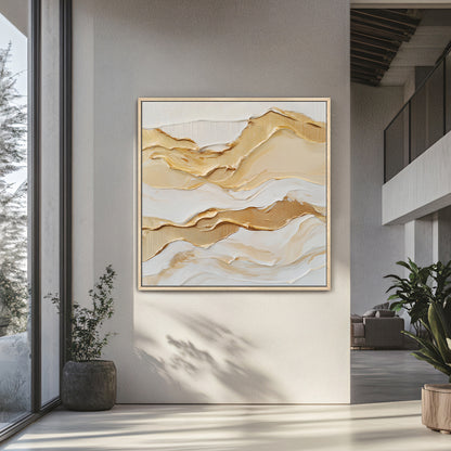 Framed Canvas Abstract Wall Art – "Golden Drift"