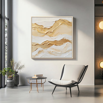 Framed Canvas Abstract Wall Art – "Golden Drift"