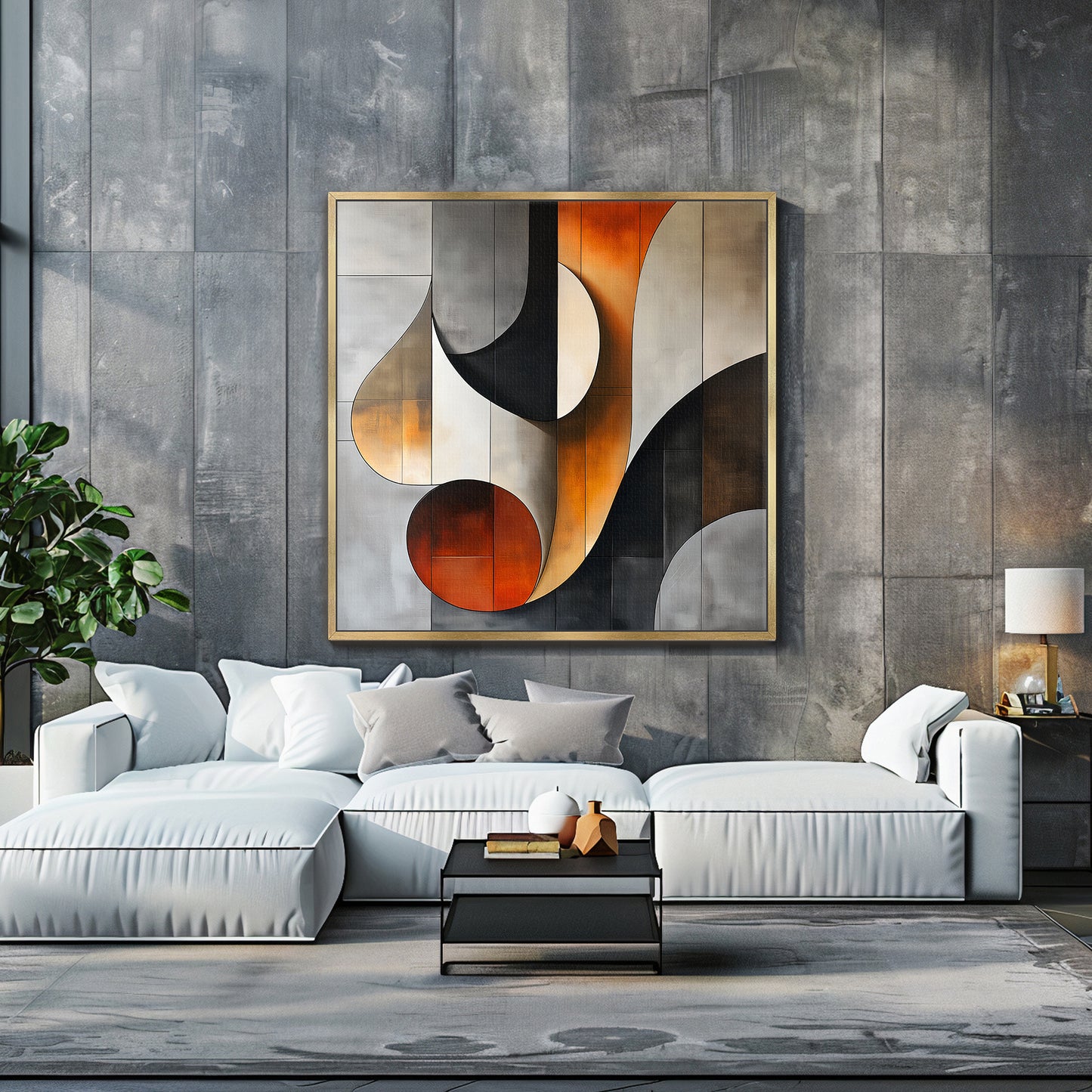 Framed Canvas Abstract Wall Art – "Curves of Resonance"