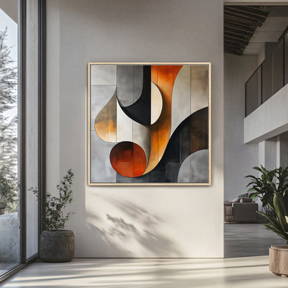 Framed Canvas Abstract Wall Art – "Curves of Resonance"