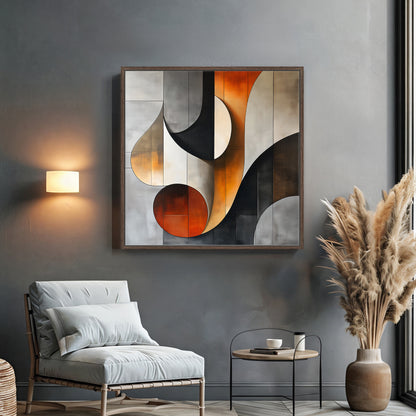 Framed Canvas Abstract Wall Art – "Curves of Resonance"