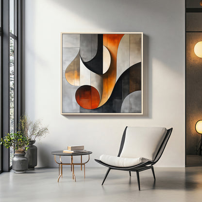 Framed Canvas Abstract Wall Art – "Curves of Resonance"