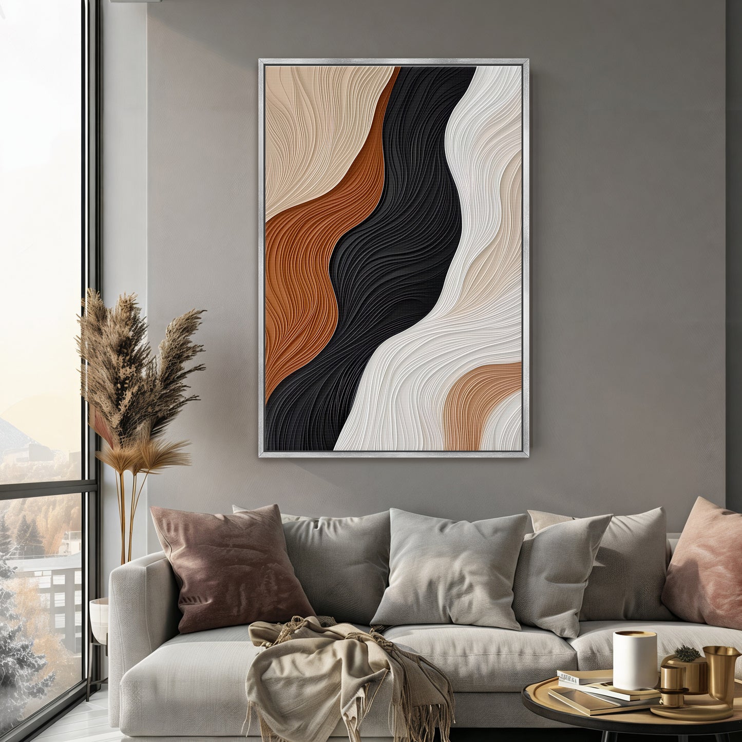 Abstract Wall Art Framed Canvas - "Silent Harmonies"