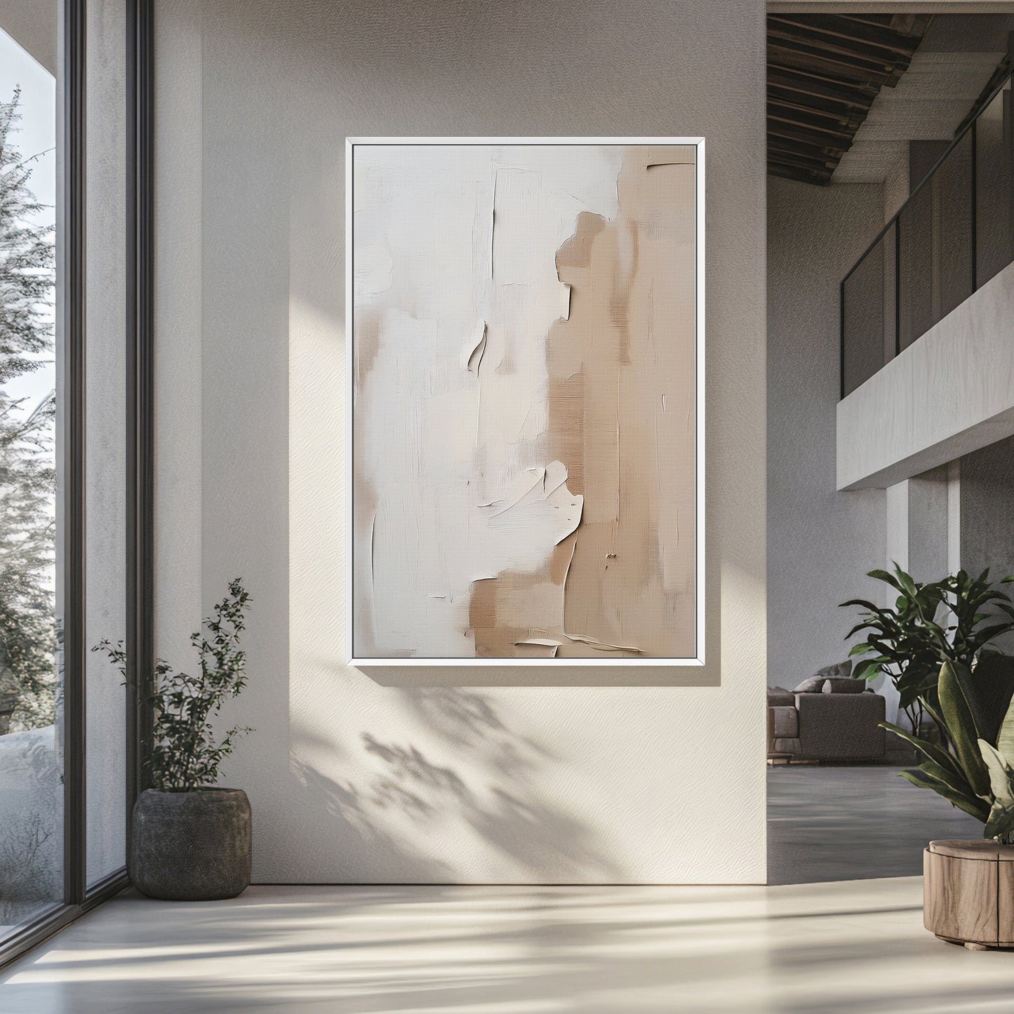 Abstract Wall Art Framed Canvas Print - "Clay Silence"