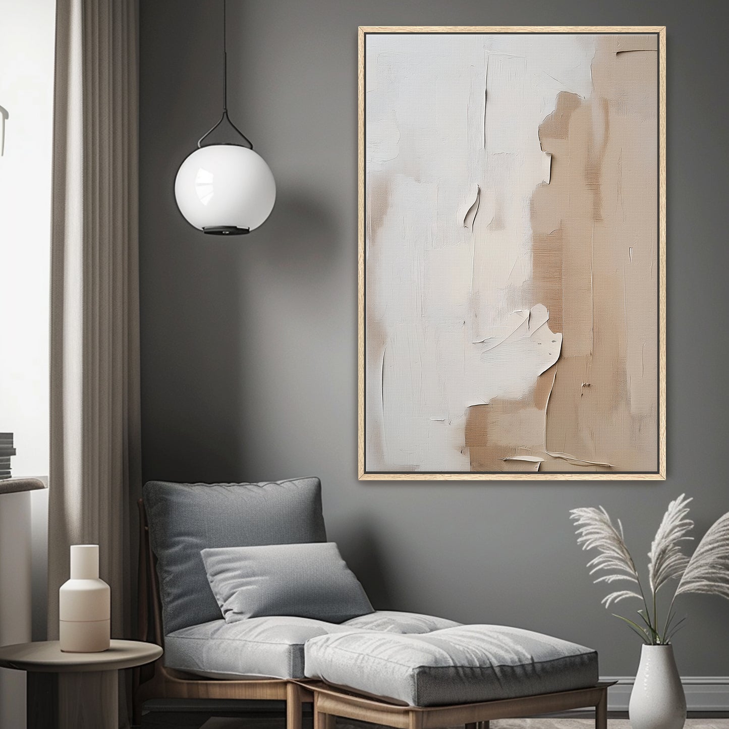 Abstract Wall Art Framed Canvas Print - "Clay Silence"