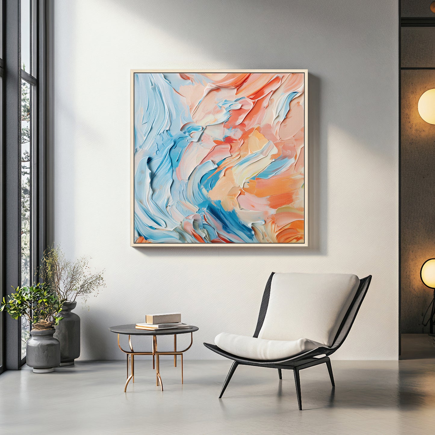 Abstract Wall Art Framed Canvas Print - "Sorbet Sky"