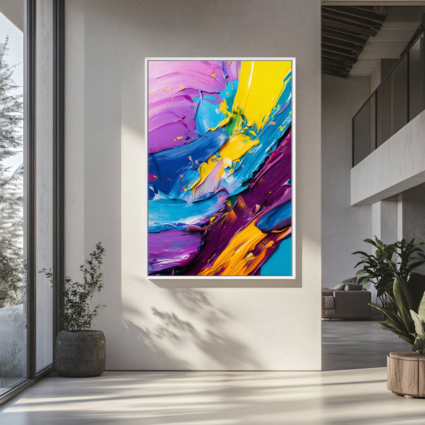 Abstract Wall Art Framed Canvas Print - "Vivid Velocity"