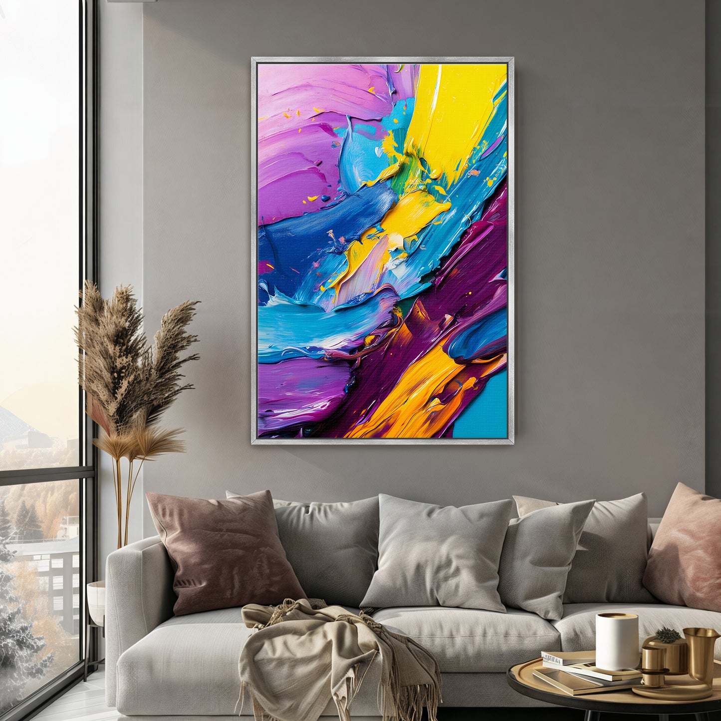 Abstract Wall Art Framed Canvas Print - "Vivid Velocity"