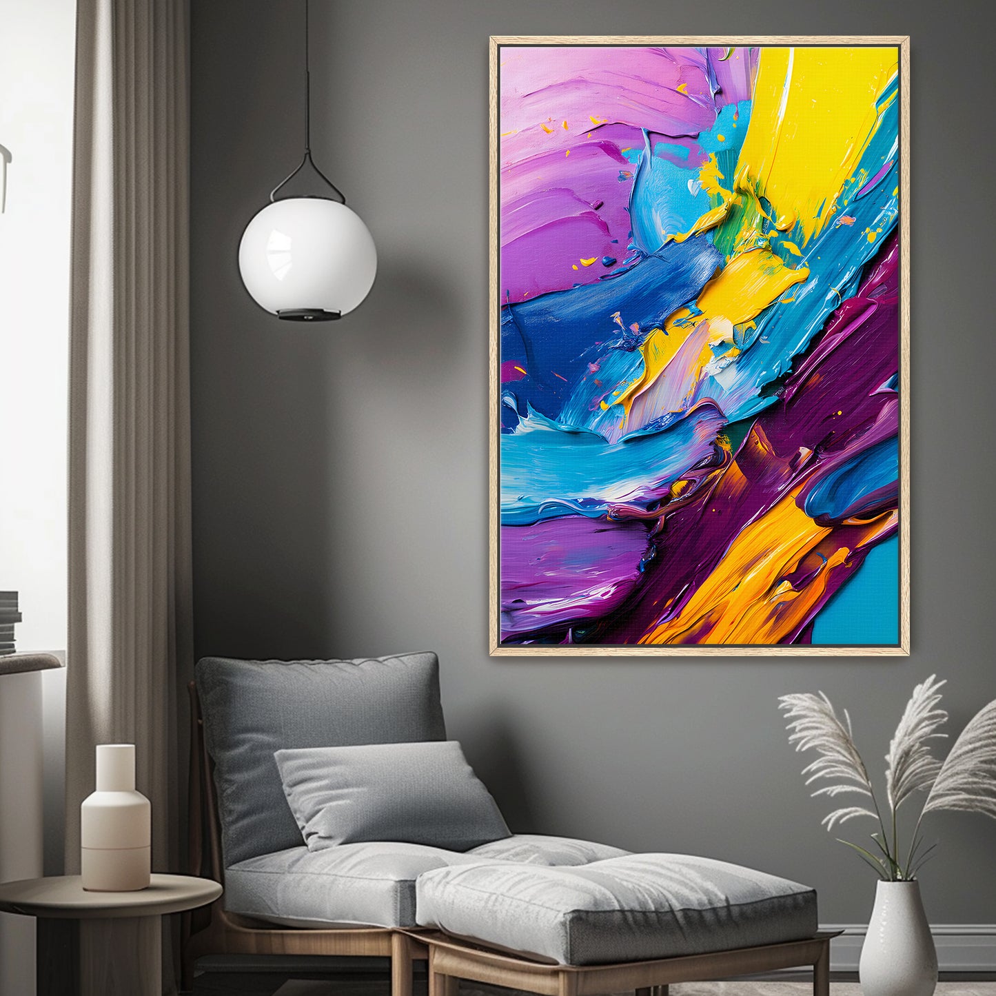 Abstract Wall Art Framed Canvas Print - "Vivid Velocity"