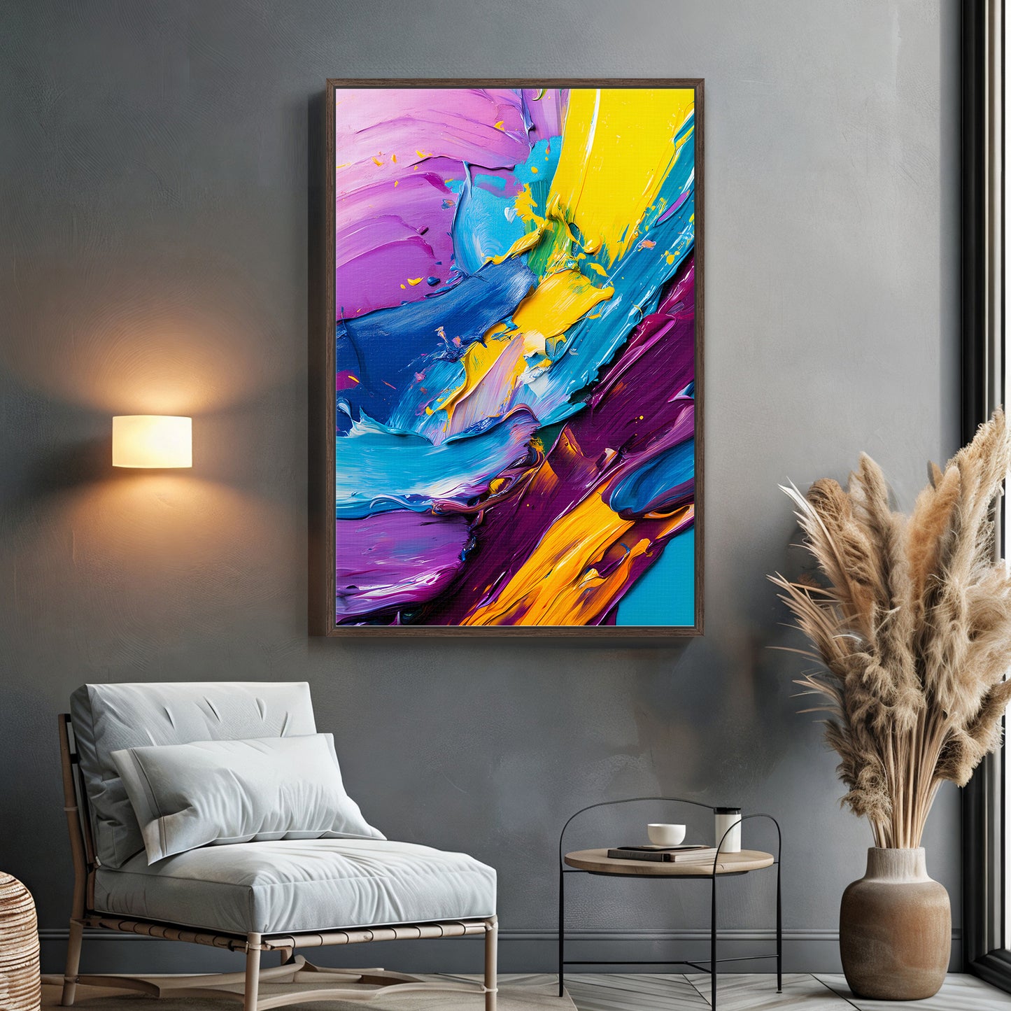 Abstract Wall Art Framed Canvas Print - "Vivid Velocity"