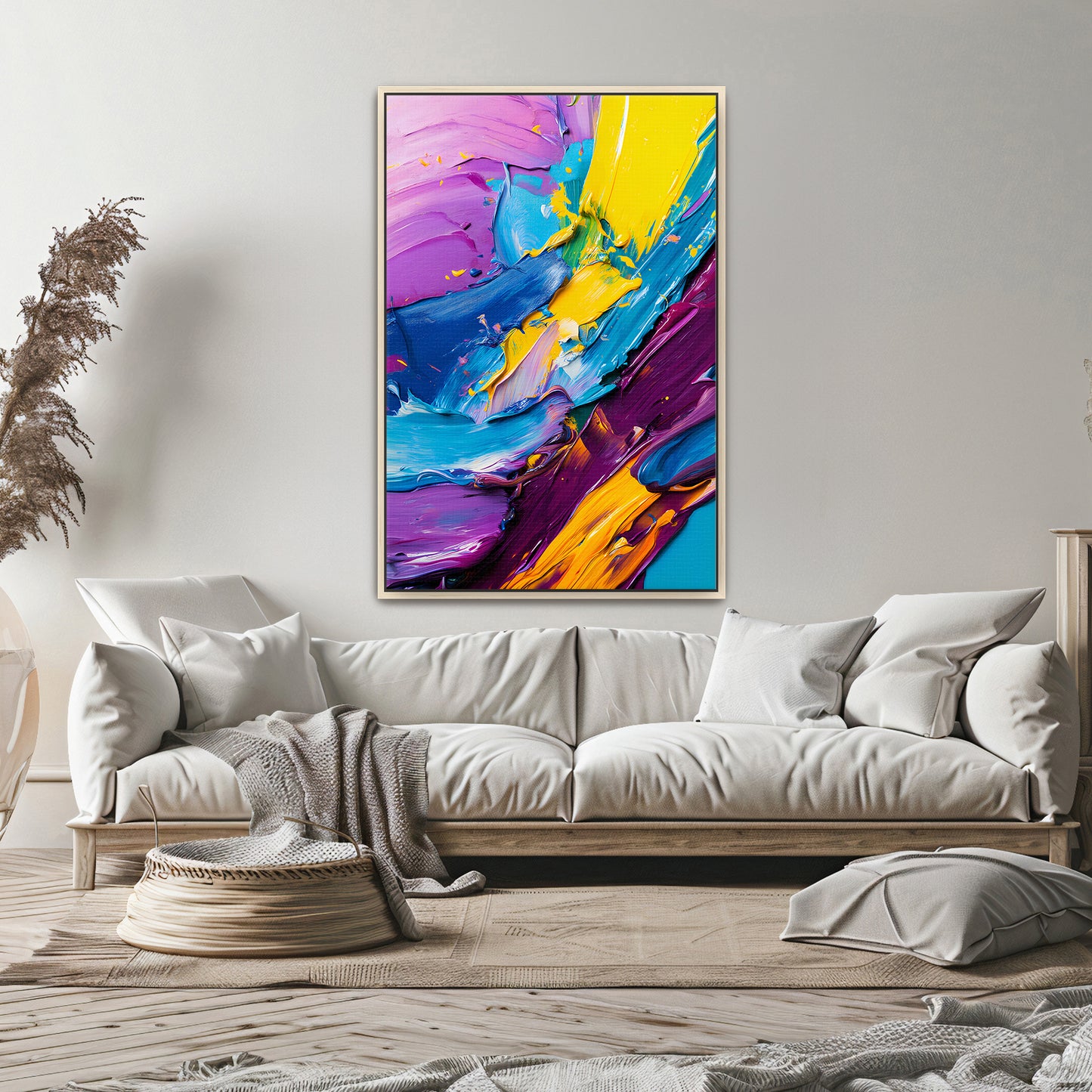 Abstract Wall Art Framed Canvas Print - "Vivid Velocity"