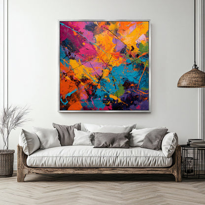 Abstract Wall Art Framed Canvas Print - "Radiant Chaos"
