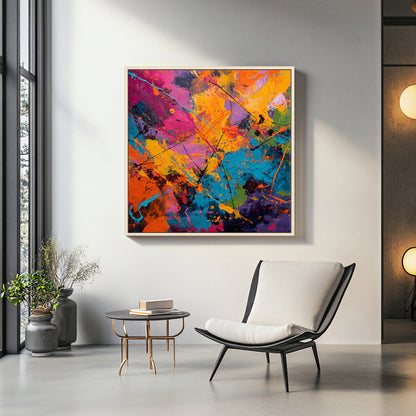 Abstract Wall Art Framed Canvas Print - "Radiant Chaos"