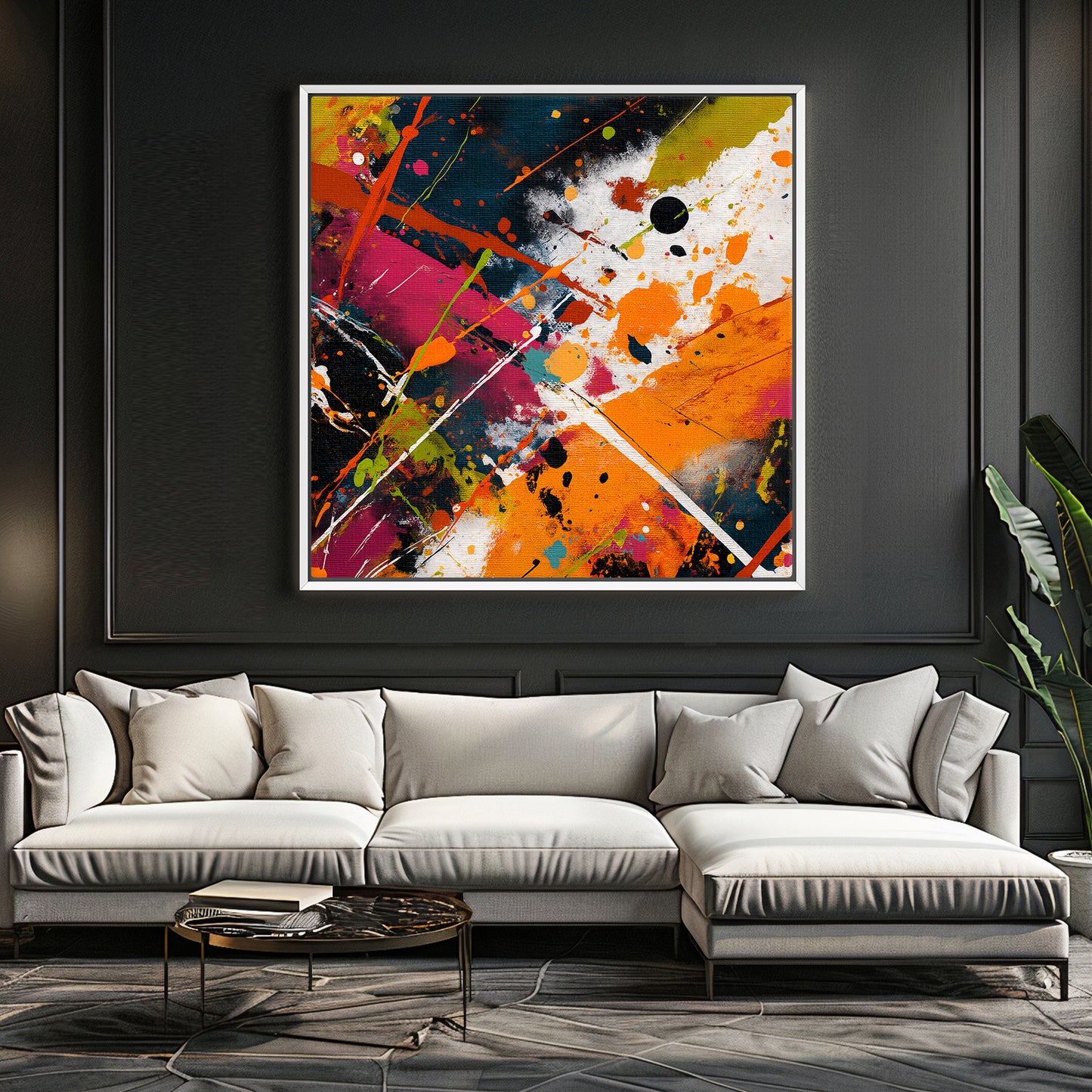 Abstract Wall Art Framed Canvas Print - "Color Storm"