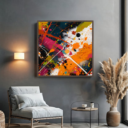 Abstract Wall Art Framed Canvas Print - "Color Storm"