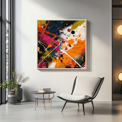 Abstract Wall Art Framed Canvas Print - "Color Storm"