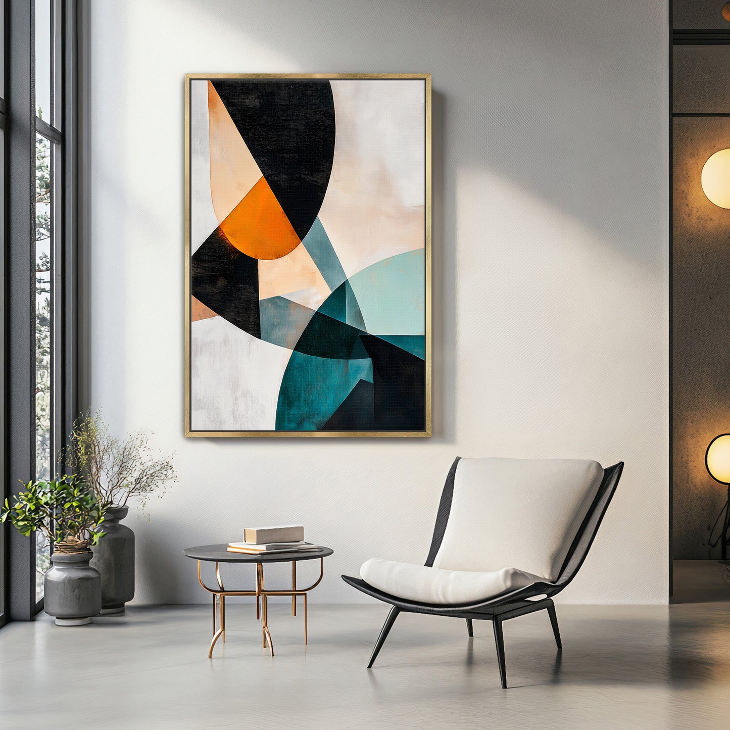 Modern Abstract Wall Art Framed Canvas Print - "Shifting Planes"