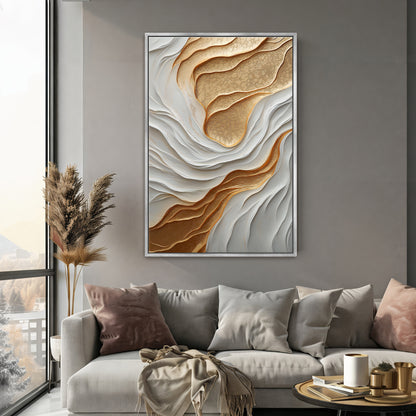 Modern Abstract Wall Art Framed Canvas Print - "Lustrous Strata"