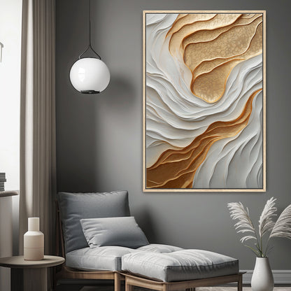 Modern Abstract Wall Art Framed Canvas Print - "Lustrous Strata"