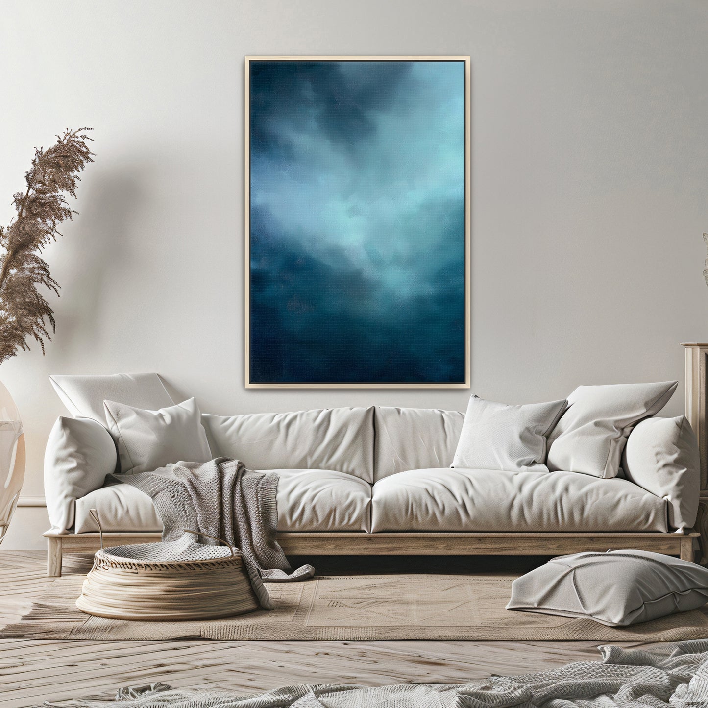 Abstract Minimalist Wall Art Framed Canvas Print - "Luminous Void"