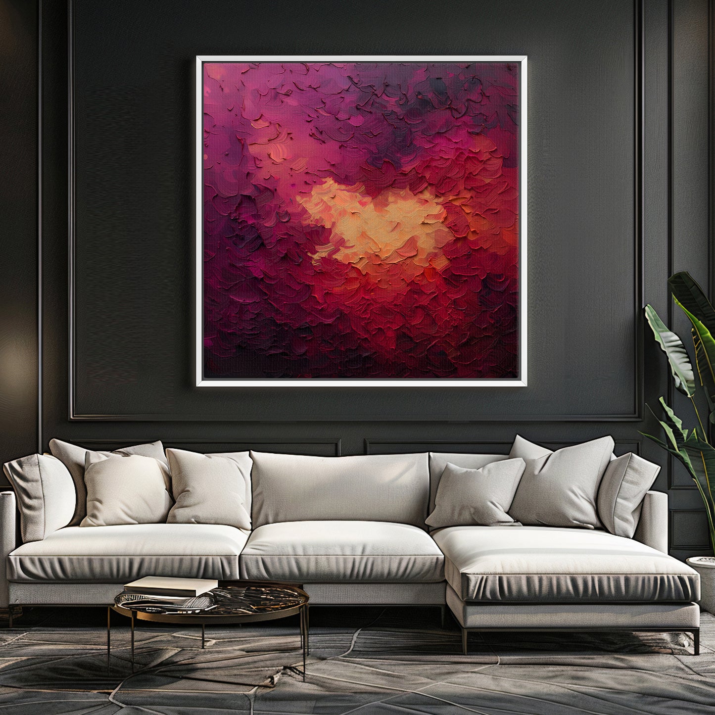 Abstract Wall Art Framed Canvas Print - "Velvet Inferno"