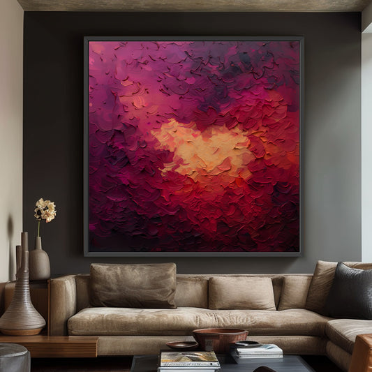 Abstract Wall Art Framed Canvas Print - "Velvet Inferno"