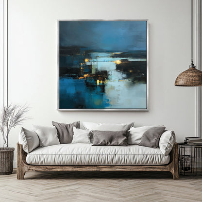 Abstract Wall Art Framed Canvas Print - "Harbor Lights"