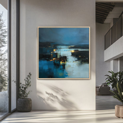Abstract Wall Art Framed Canvas Print - "Harbor Lights"