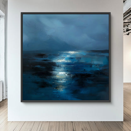 Abstract Wall Art Framed Canvas Print - "Midnight Tide"