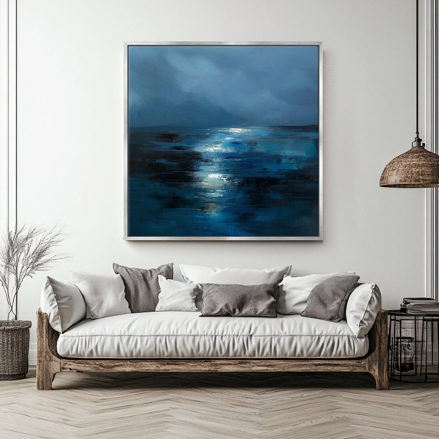 Abstract Wall Art Framed Canvas Print - "Midnight Tide"