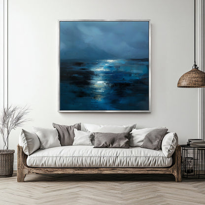 Abstract Wall Art Framed Canvas Print - "Midnight Tide"