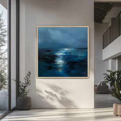 Abstract Wall Art Framed Canvas Print - "Midnight Tide"