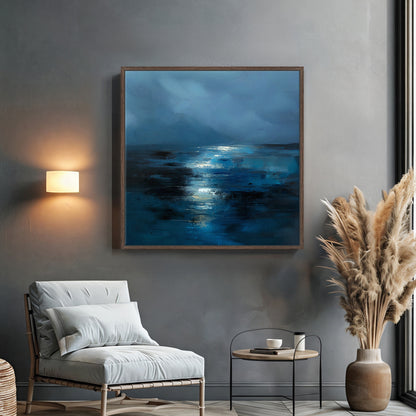 Abstract Wall Art Framed Canvas Print - "Midnight Tide"