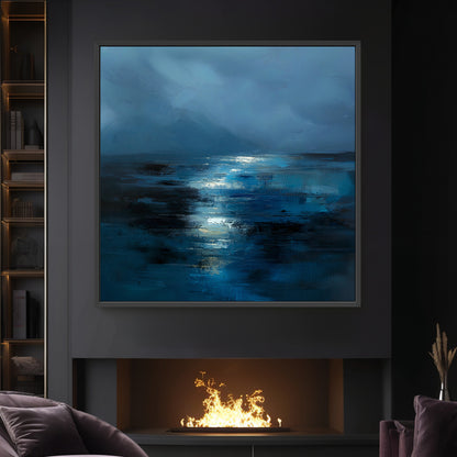 Abstract Wall Art Framed Canvas Print - "Midnight Tide"