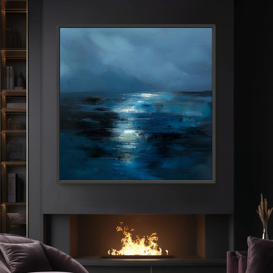 Abstract Wall Art Framed Canvas Print - "Midnight Tide"